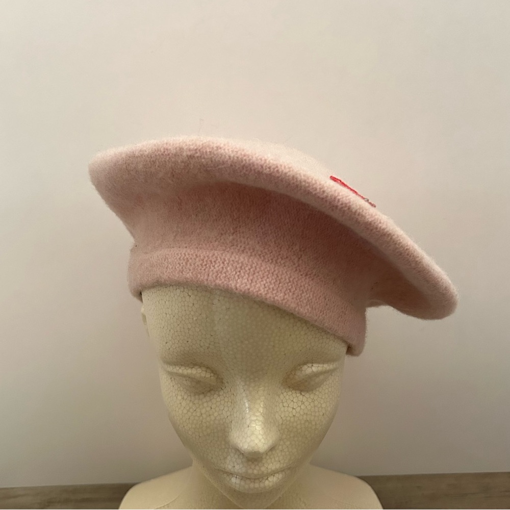 Pink Strawberry Wool Blend French Parisian Beret Hat Cap OSFM - Picture 2 of 7